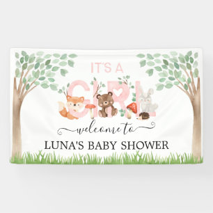 Het is Girl Woodland Baby shower Welcome Banner