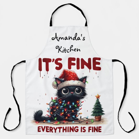 "Het is goed, alles is goed!" kerstkat Schort (Voorkant)