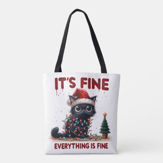 "Het is goed, alles is goed!" kerstkat Tote Bag (Achterkant)