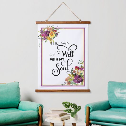 Het is goed bloemrijk hangend wandkleed (Woonkamer)