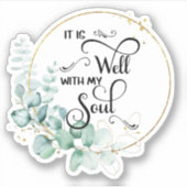 Het is goed Eucalyptus en gouden frame Sticker (Voorkant)