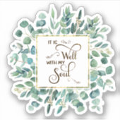 Het is goed Eucalyptus en gouden frame Sticker (Voorkant)