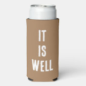 "Het is goed." Grappig, Christelijk. warme chocola Seltzer Blikjeskoeler (Seltzer Achterkant)