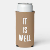 "Het is goed." Grappig, Christelijk. warme chocola Seltzer Blikjeskoeler (Seltzer Voorkant)