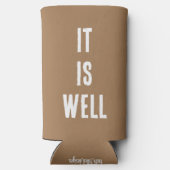 "Het is goed." Grappig, Christelijk. warme chocola Seltzer Blikjeskoeler (Achterkant)