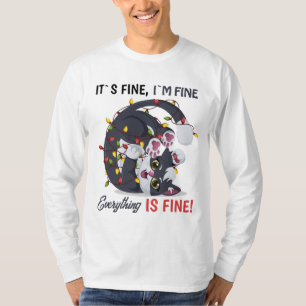 Het Is Goed Ik Ben Goed Meme Kat in Kerstverlichti T-shirt