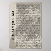 Het is goed Ma Shadow Song Lyric Wall Art Print (Voorkant)