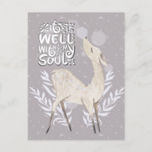 Het is goed met mijn soep, Winter Waterverf Deer