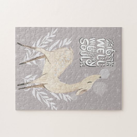 Het is goed met mijn soep, Winter Waterverf Deer Legpuzzel (Horizontaal)