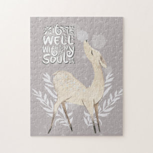 Het is goed met mijn soep, Winter Waterverf Deer Legpuzzel