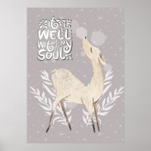Het is goed met mijn soep, Winter Waterverf Deer