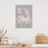 Het is goed met mijn soep, Winter Waterverf Deer Poster (Keuken)