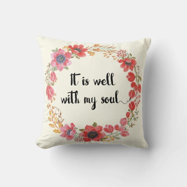 Het is goed met mijn Soul Hymn Quote Pillow. Kussen (Voorkant)