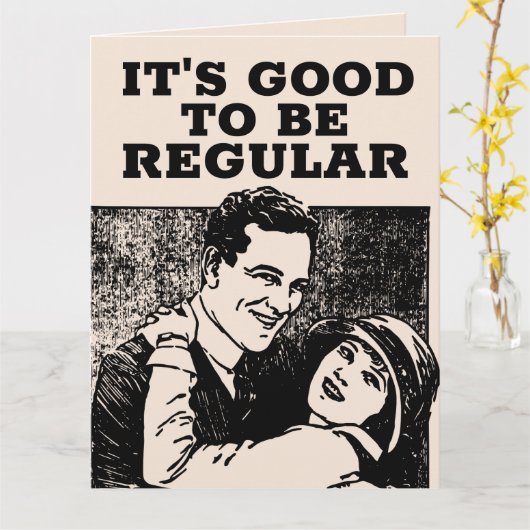 HET IS GOED OM REGELMATIG TE ZIJN - RETRO POOP BIR KAART (Gele Bloem)