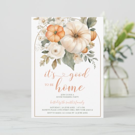 Het is goed om thuis te zijn Pumpkin housewarming  Kaart (Staand voorkant)