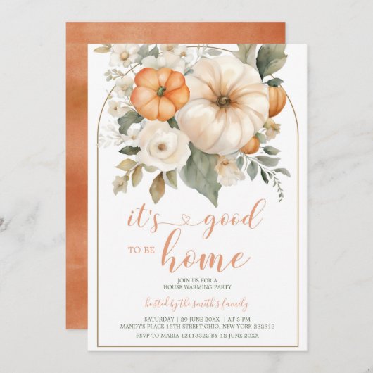Het is goed om thuis te zijn Pumpkin housewarming  Kaart (Voorkant / Achterkant)