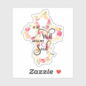 Het is goed roze en geel floraal kruis sticker (Vel)