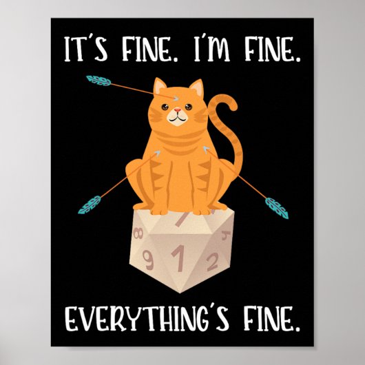 Het Is Goed Rpg Spelende Kat D20 Dobbelsteen Geek  Poster (Voorkant)