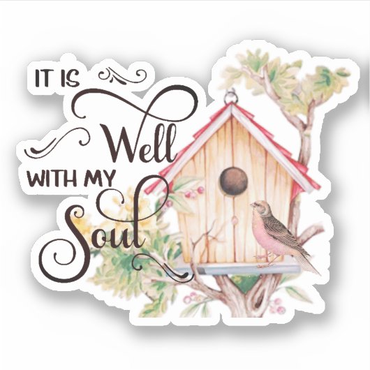 Het is goed vogelhuis sticker (Voorkant)