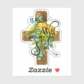 Het is goed zonnebloem kruis sticker (Vel)