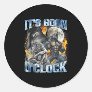 Het is Goon Oclock Cool Grappige Alpha Wolf Weerwo Ronde Sticker