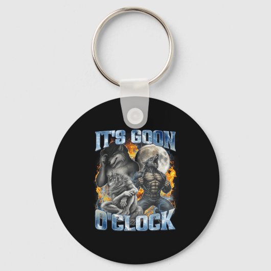 Het is Goon Oclock Cool Grappige Alpha Wolf Weerwo Sleutelhanger (Voorkant)