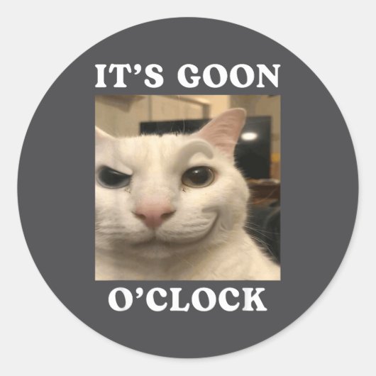 Het is Goon uur Grappige Kat Ronde Sticker (Voorkant)