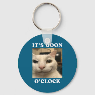 Het is Goon uur Grappige Kat Sleutelhanger