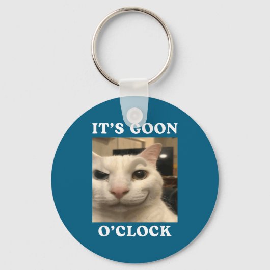 Het is Goon uur Grappige Kat  Sleutelhanger (Voorkant)