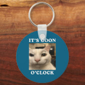 Het is Goon uur Grappige Kat  Sleutelhanger (Voorkant)