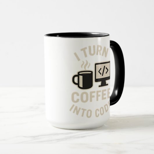 Het is grappig dat je koffie omzet in code mok (Voorkant rechts)