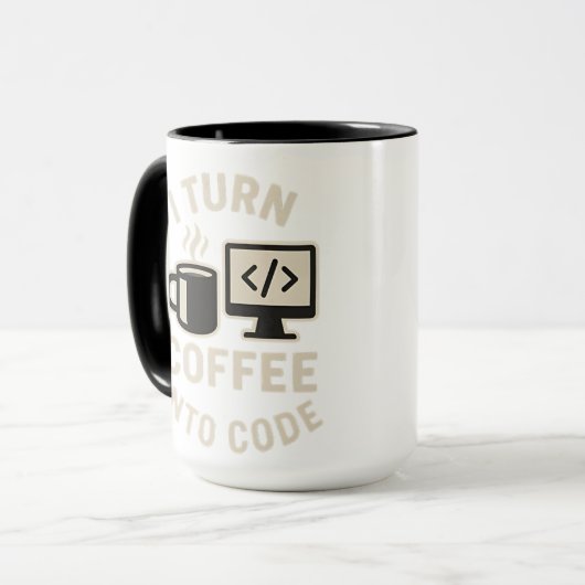 Het is grappig dat je koffie omzet in code mok (Voorkant links)