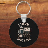 Het is grappig dat je koffie omzet in code sleutelhanger (Achterkant)