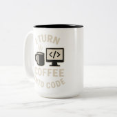 Het is grappig dat je koffie omzet in code tweekleurige koffiemok (Voorkant links)