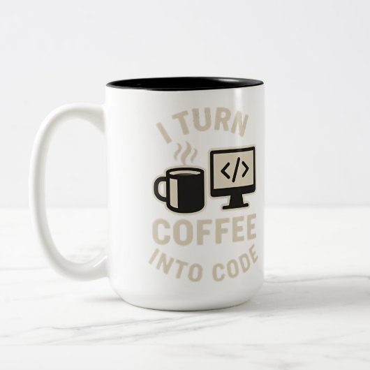Het is grappig dat je koffie omzet in code tweekleurige koffiemok (Links)