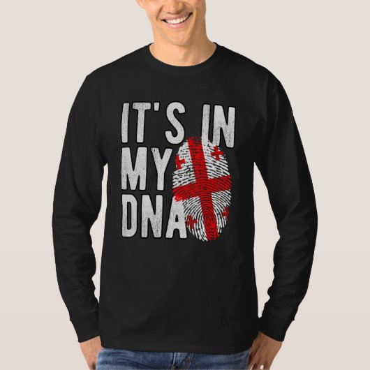 Het is grappig in mijn DNA Georgia vlag Fingerprin T-shirt (Voorkant)