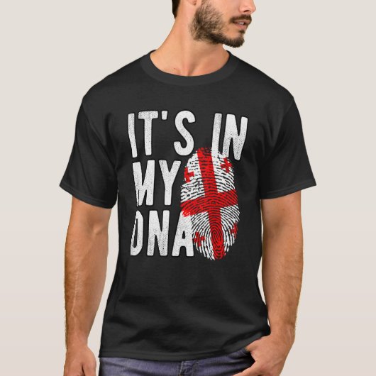 Het is grappig in mijn DNA Georgia vlag Fingerprin T-shirt (Voorkant)
