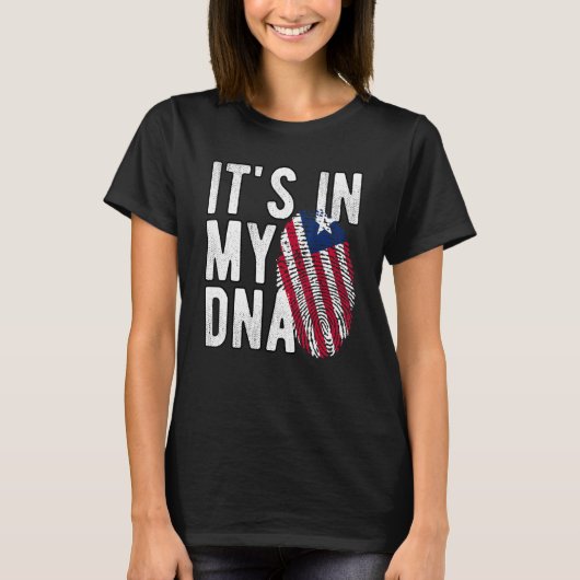Het is grappig in mijn DNA Liberia vlag Fingerprin T-shirt (Voorkant)