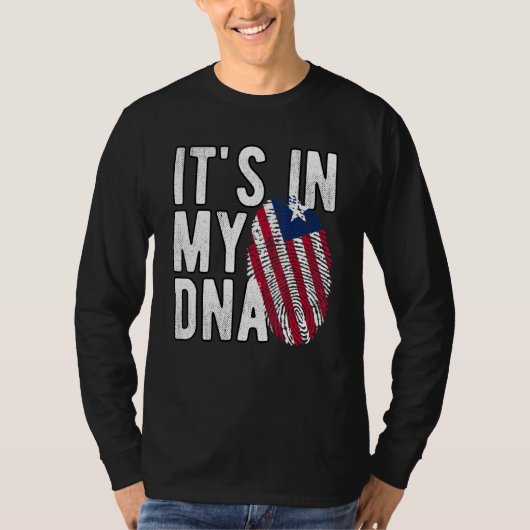 Het is grappig in mijn DNA Liberia vlag Fingerprin T-shirt (Voorkant)