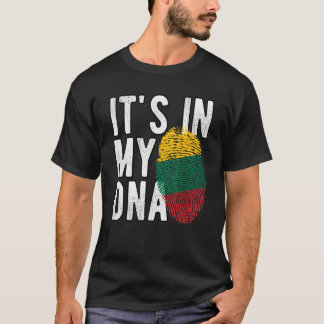 Het is grappig in mijn DNA Litouwen vlag Fingerpri T-shirt