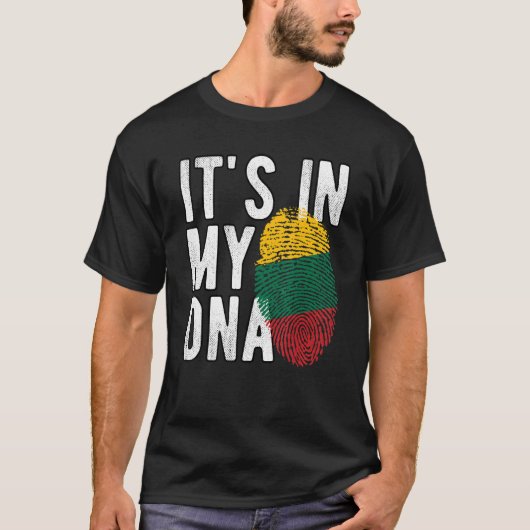 Het is grappig in mijn DNA Litouwen vlag Fingerpri T-shirt (Voorkant)