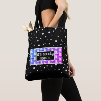 Het is griezelig seizoen paars/zwart Halloween Tote Bag
