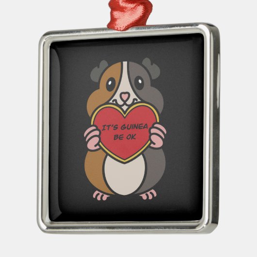 Het is Guinee Varkenshart OK | Cute Guinea Pig Metalen Ornament (Links)