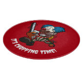 Het is haktijd! Funny Chainsaw Clown Cartoon Snijplank (Hoek)