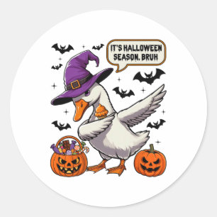 Het is Halloween seizoen Bruh Funny Goose Kostuum Ronde Sticker
