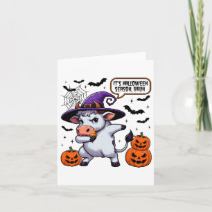 Het is Halloween seizoen Bruh Funny Koe Moo Spooky Kaart