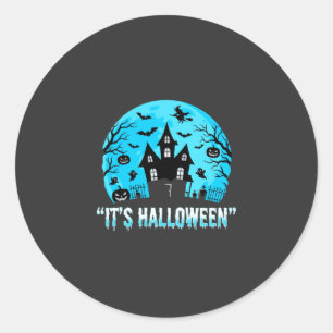 Het is Halloween Spoken Huis Vleermuis Ontwerp Ronde Sticker