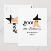Het is Halloween van de familienaam oranje spook Briefkaart (Voorkant / Achterkant)