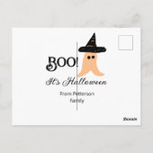 Het is Halloween van de familienaam oranje spook Briefkaart (Achterkant)