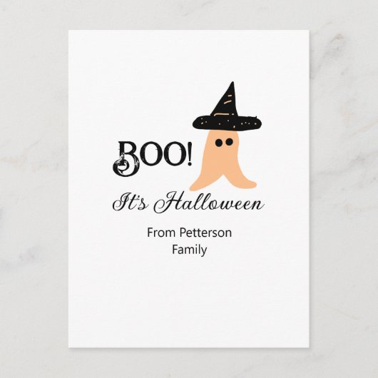 Het is Halloween van de familienaam oranje spook Briefkaart (Voorkant)